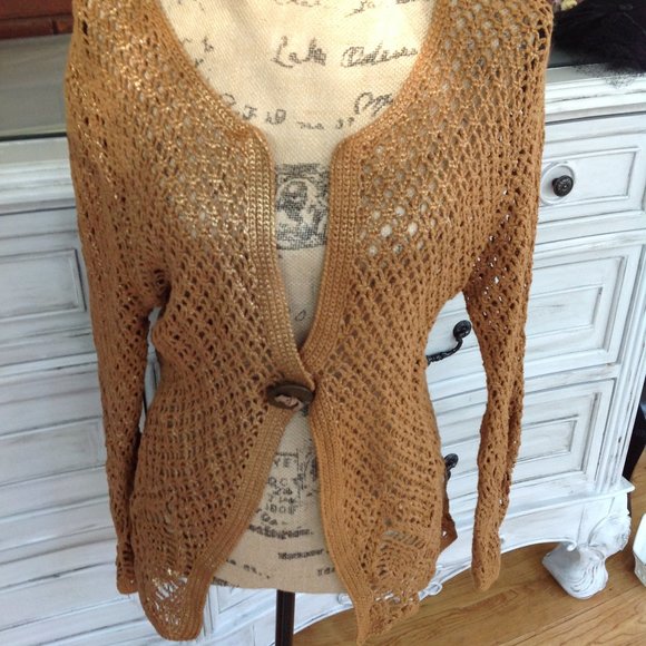 Beautiful Ruby Rd. Gold Colored Cardigan Sm M - Picture 1 of 4